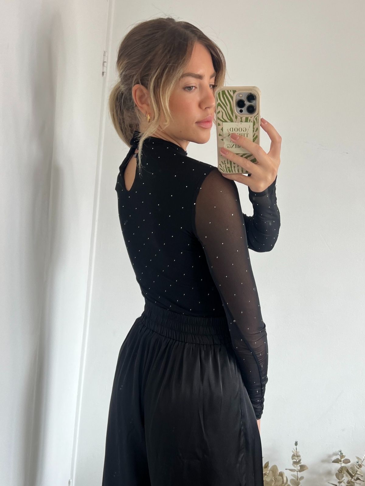 Izzi Hot Fix Mesh Bodysuit / Black