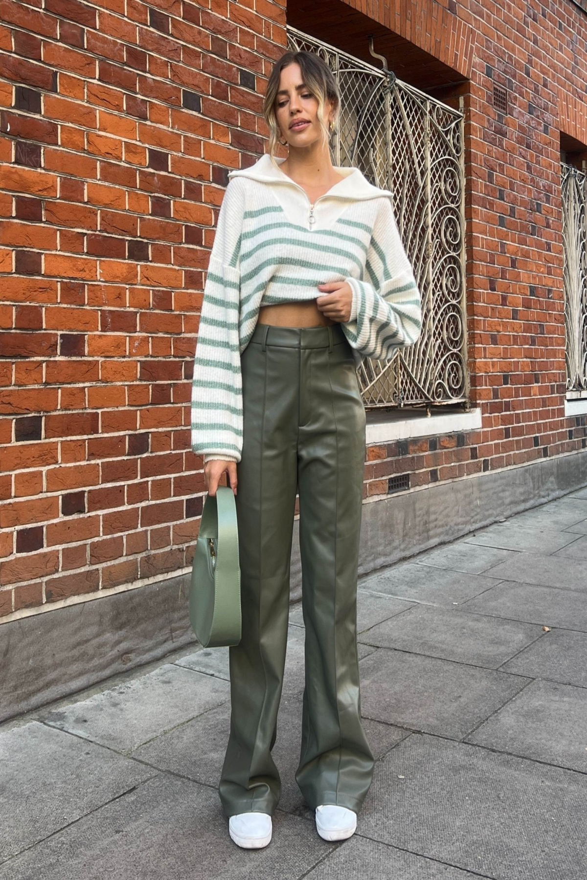 Alyssa PU Flare Trouser / Olive PU