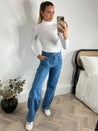 Wide Leg Cargo Jeans in Blue