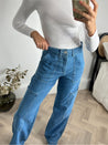 Wide Leg Cargo Jeans in Blue