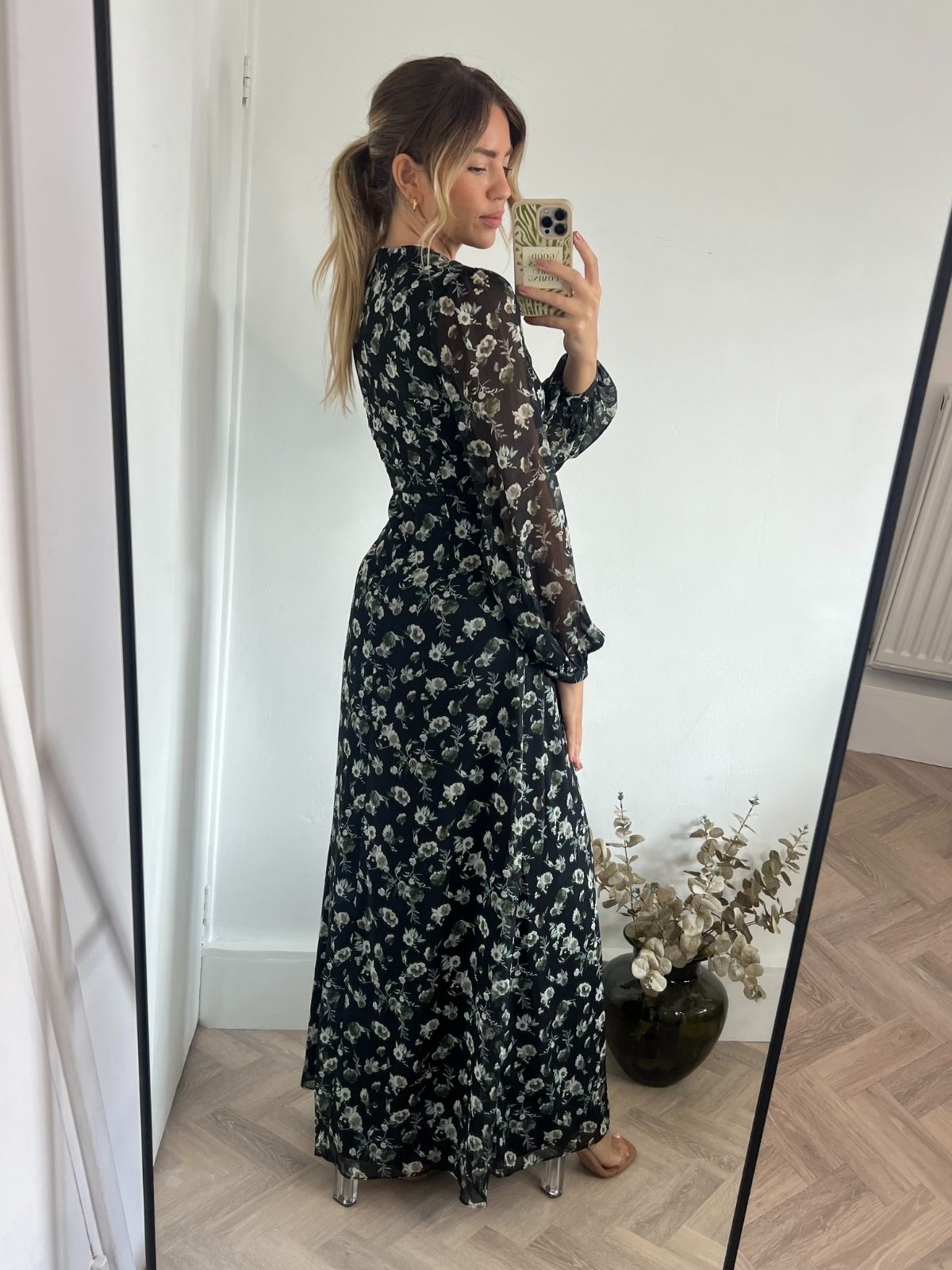 Floral Cut Out Maxi Dress in Black | Tami Dress 