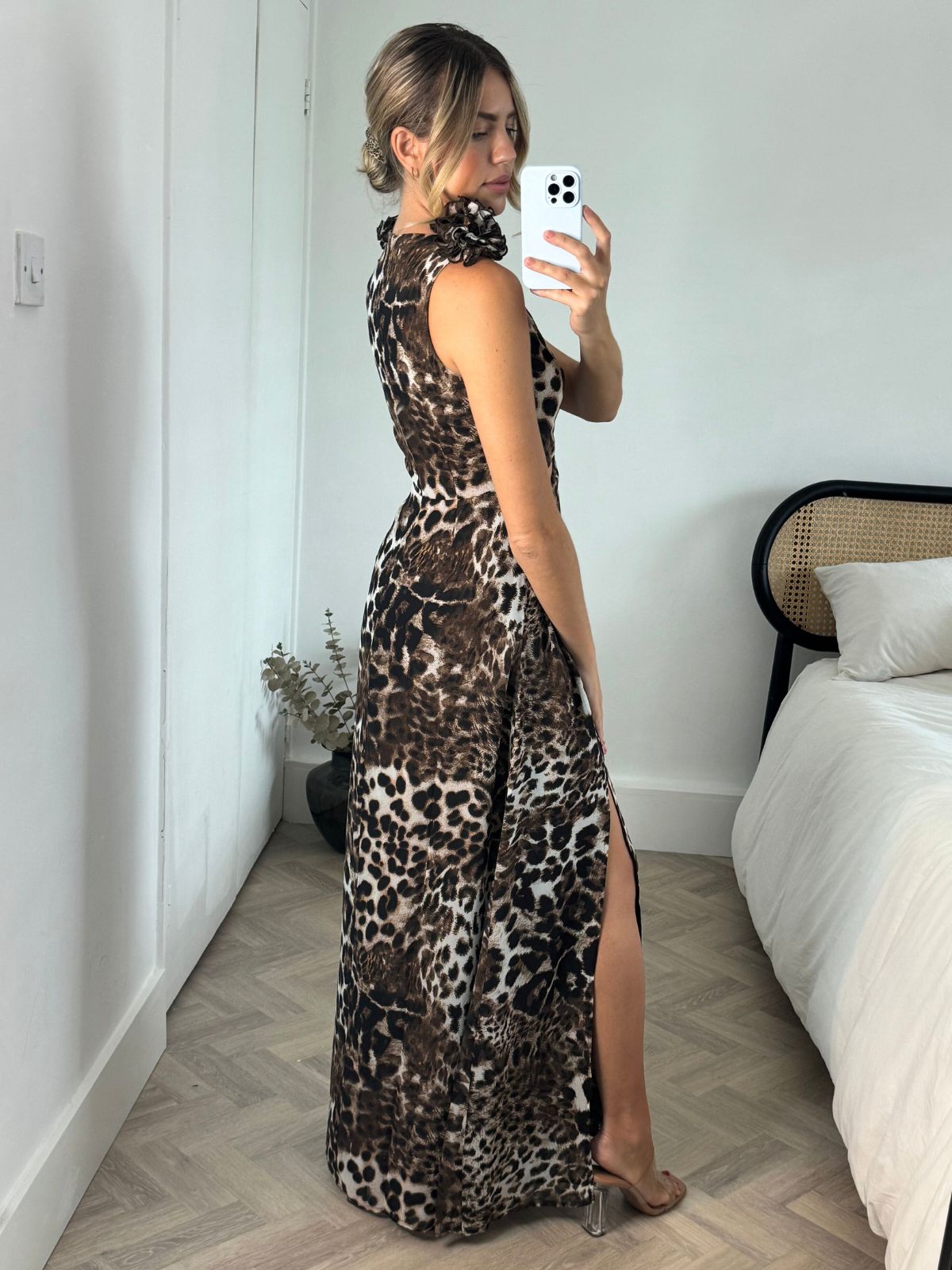 Animal Print Maxi Dress | Layla Dress with Shoulder Corsage