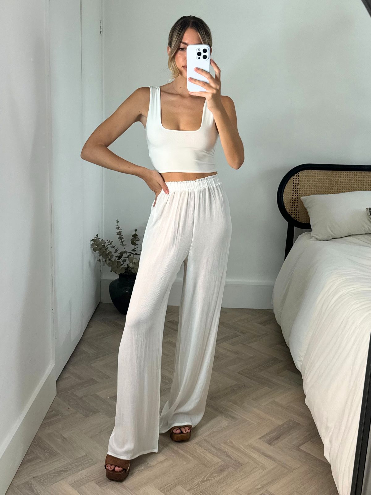 Wide Leg Beach Trousers | Weston Trousers in Off White