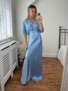 Blue Satin Bridesmaid Dress