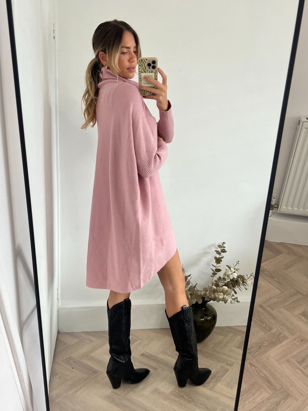 Longer Length Hope Knitted Jumper / Dusty Pink