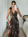 Animal Print Maxi Dress | Layla Dress with Shoulder Corsage