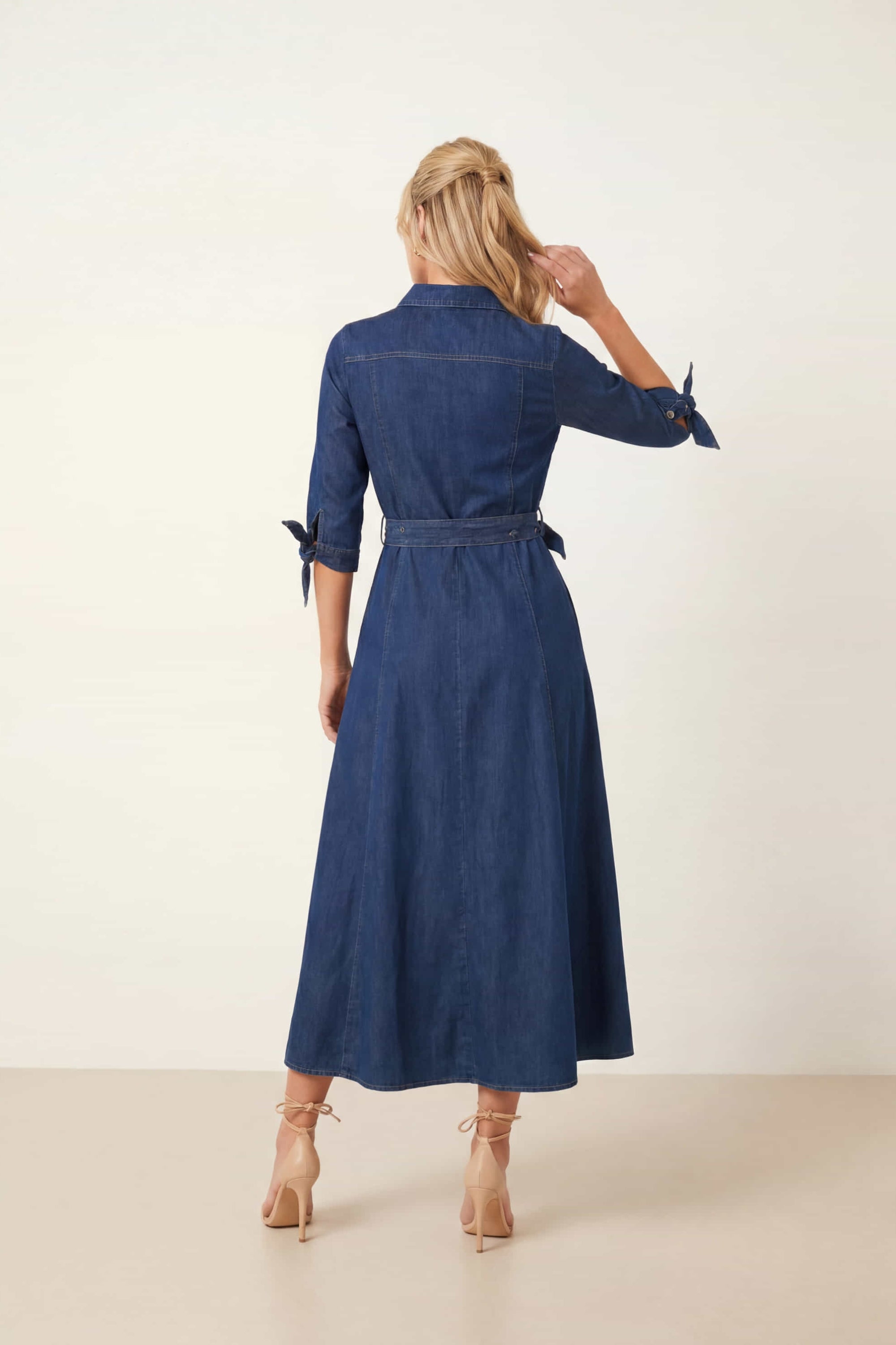 Daphne Belted Shirt Dress / Blue Denim