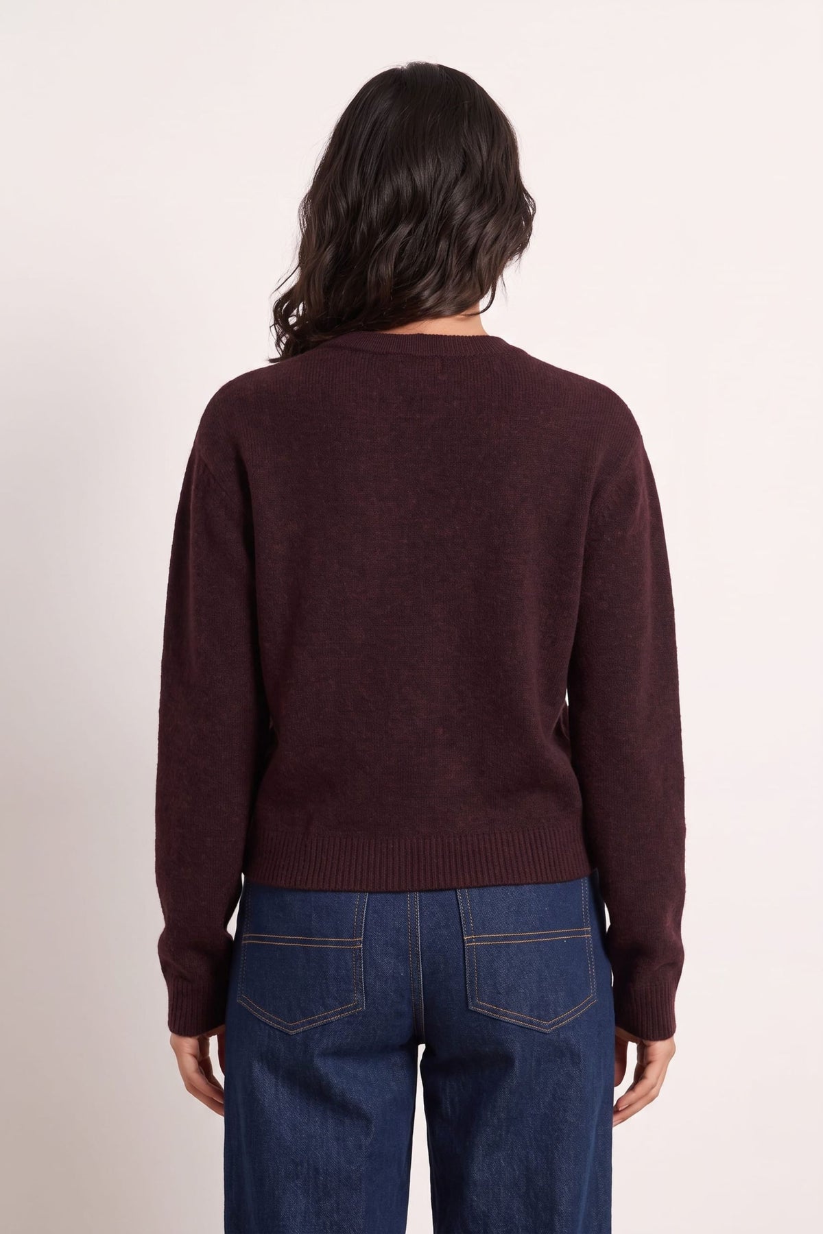 Dark Plum Argyle Knit Cardigan