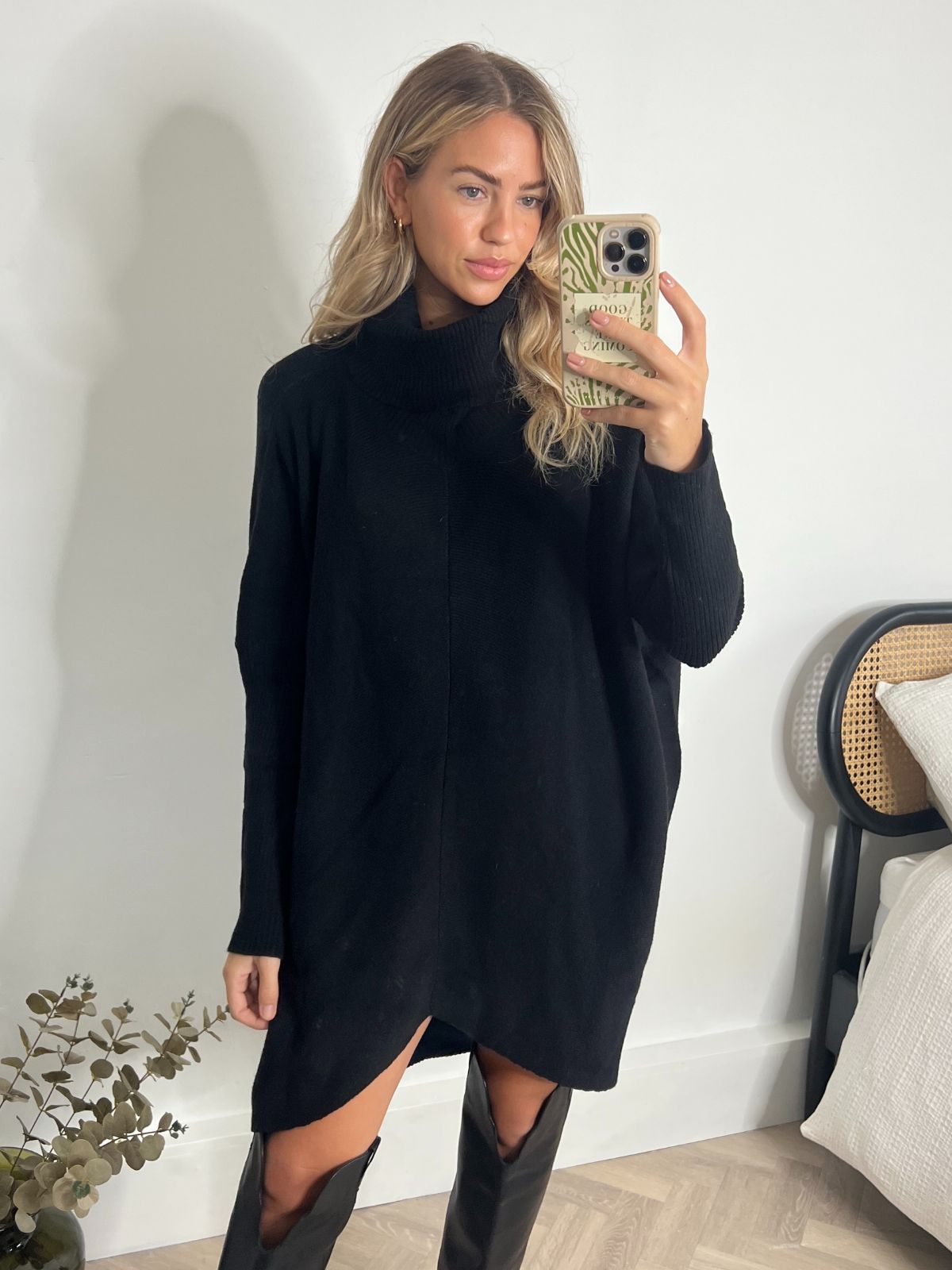 Long Black Knitted Jumper | Longer Length Hope Jumper / Black