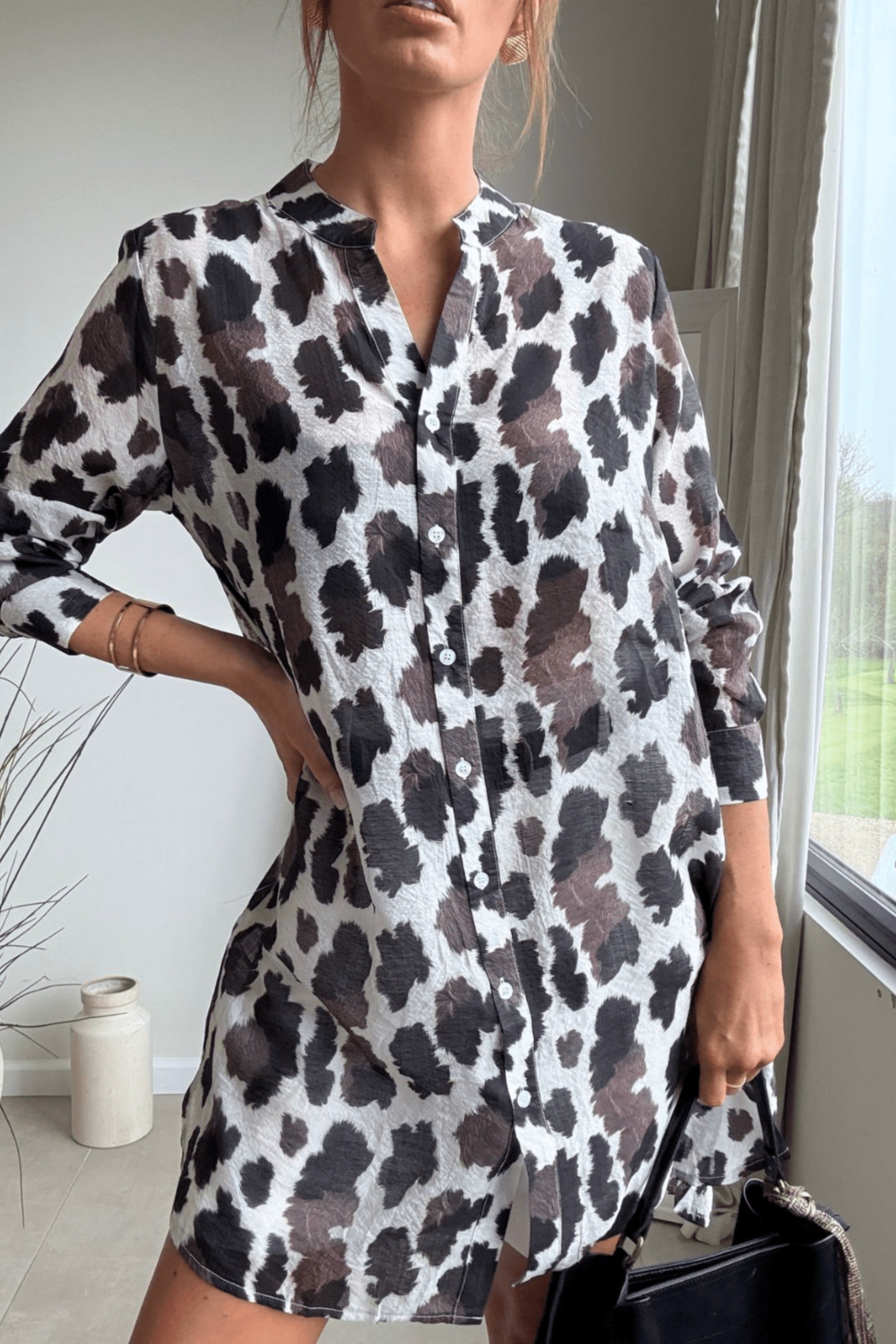 Brown Animal Longline Shirt - Style Cheat