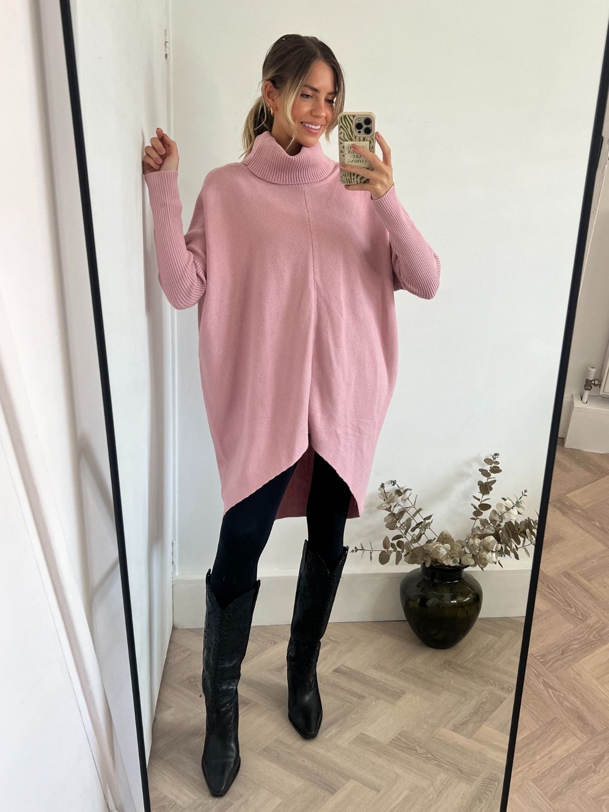 Longer Length Hope Knitted Jumper / Dusty Pink
