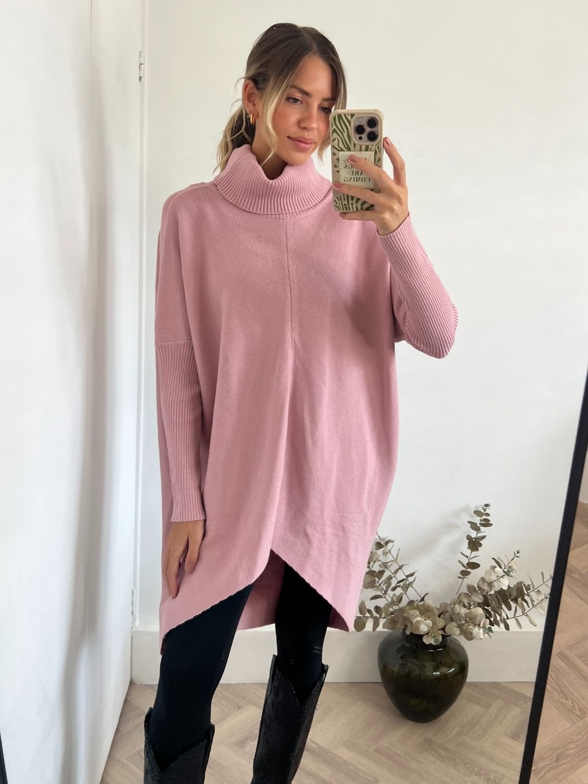 Longer Length Hope Knitted Jumper / Dusty Pink