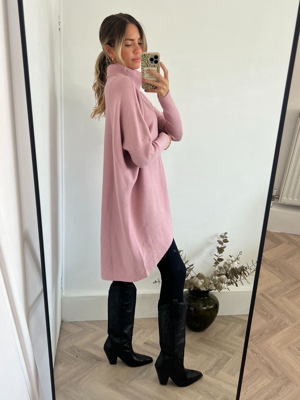 Longer Length Hope Knitted Jumper / Dusty Pink