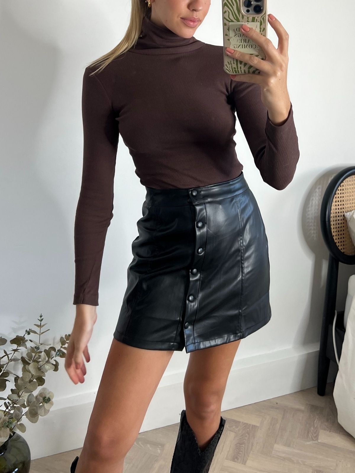 PU A-Line Mini Skirt / Black
