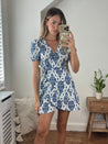 Blue Floral Mini Wrap Dress | Joanna Dress