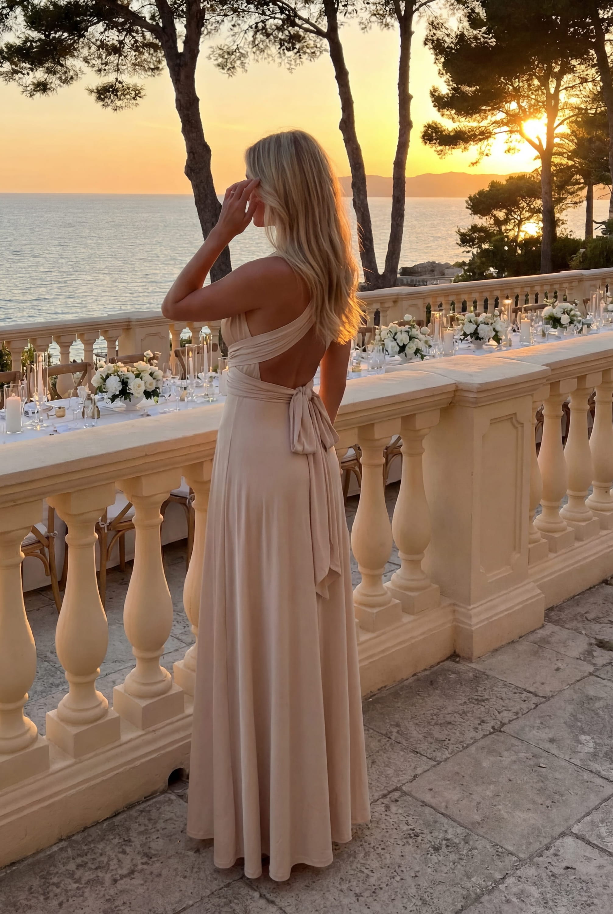 Multi-way Slinky Maxi Dress / Champagne