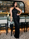 Corsage Maxi Dress | Regan Corsage Detail Sequin Dress / Black