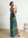 Blue and Green Dress | Sanchia Cowl Neck Maxi Dress