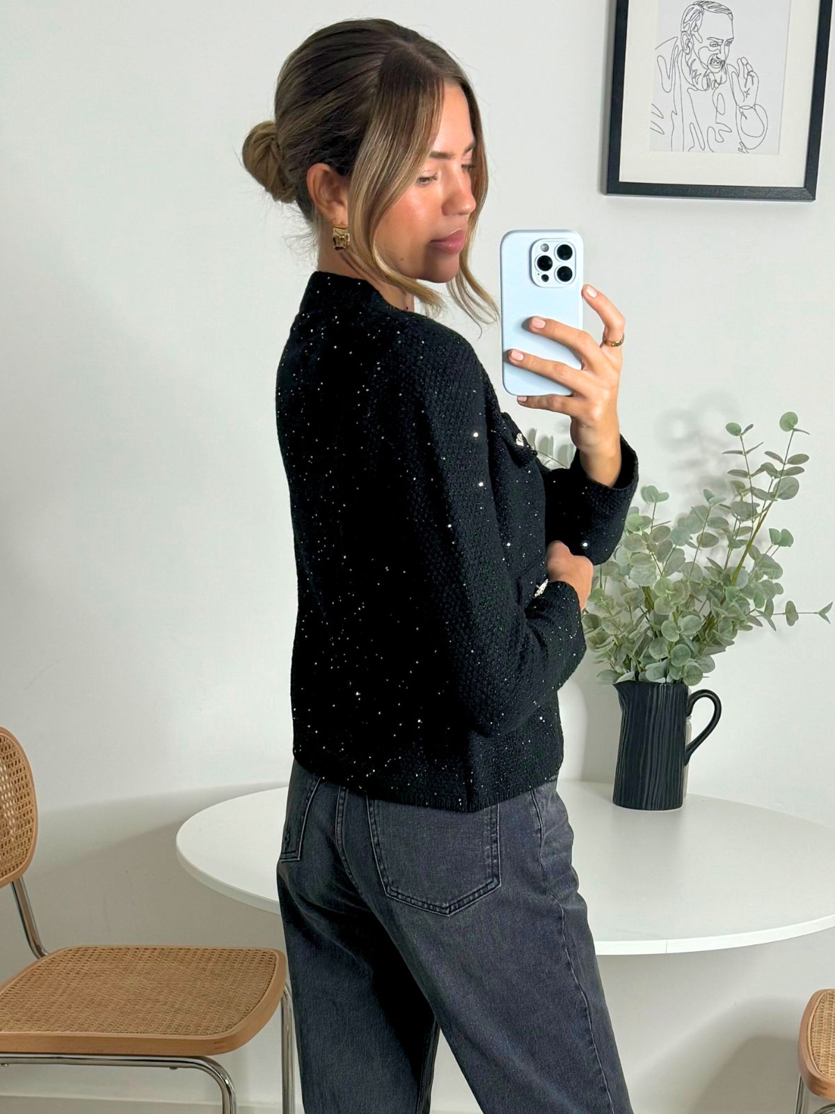 Rosanna Sparkle Cardigan in Black