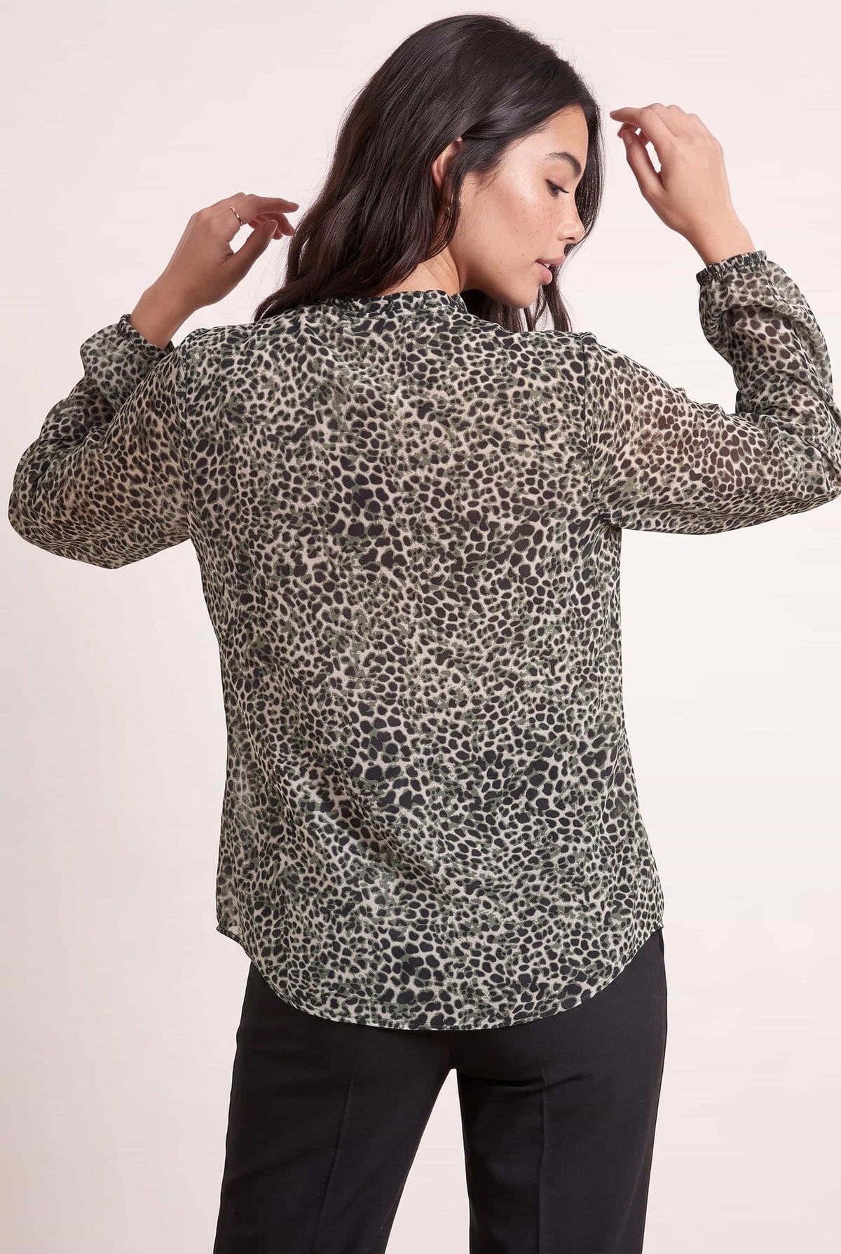 Animal Print Tie Blouse