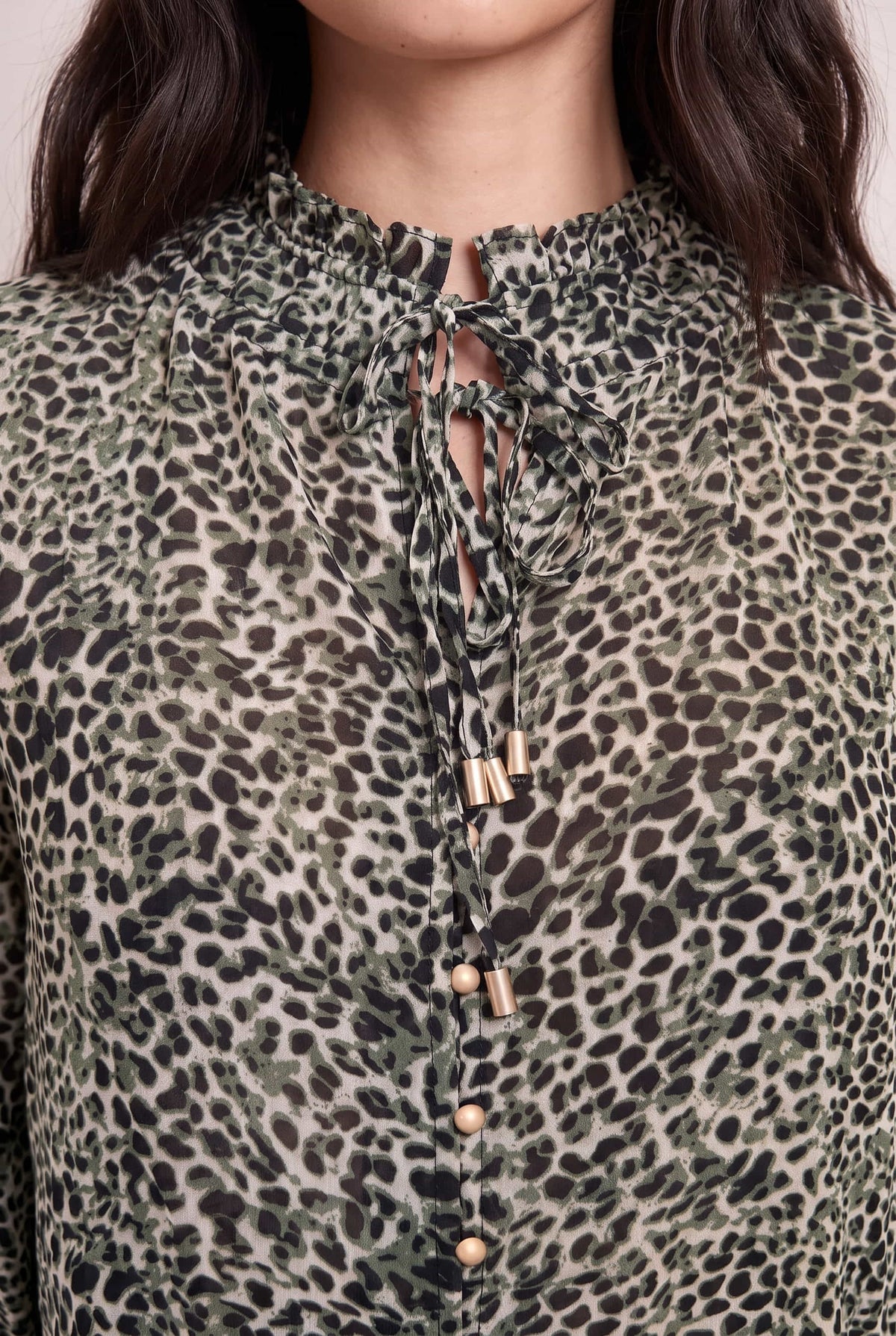 Animal Print Tie Blouse