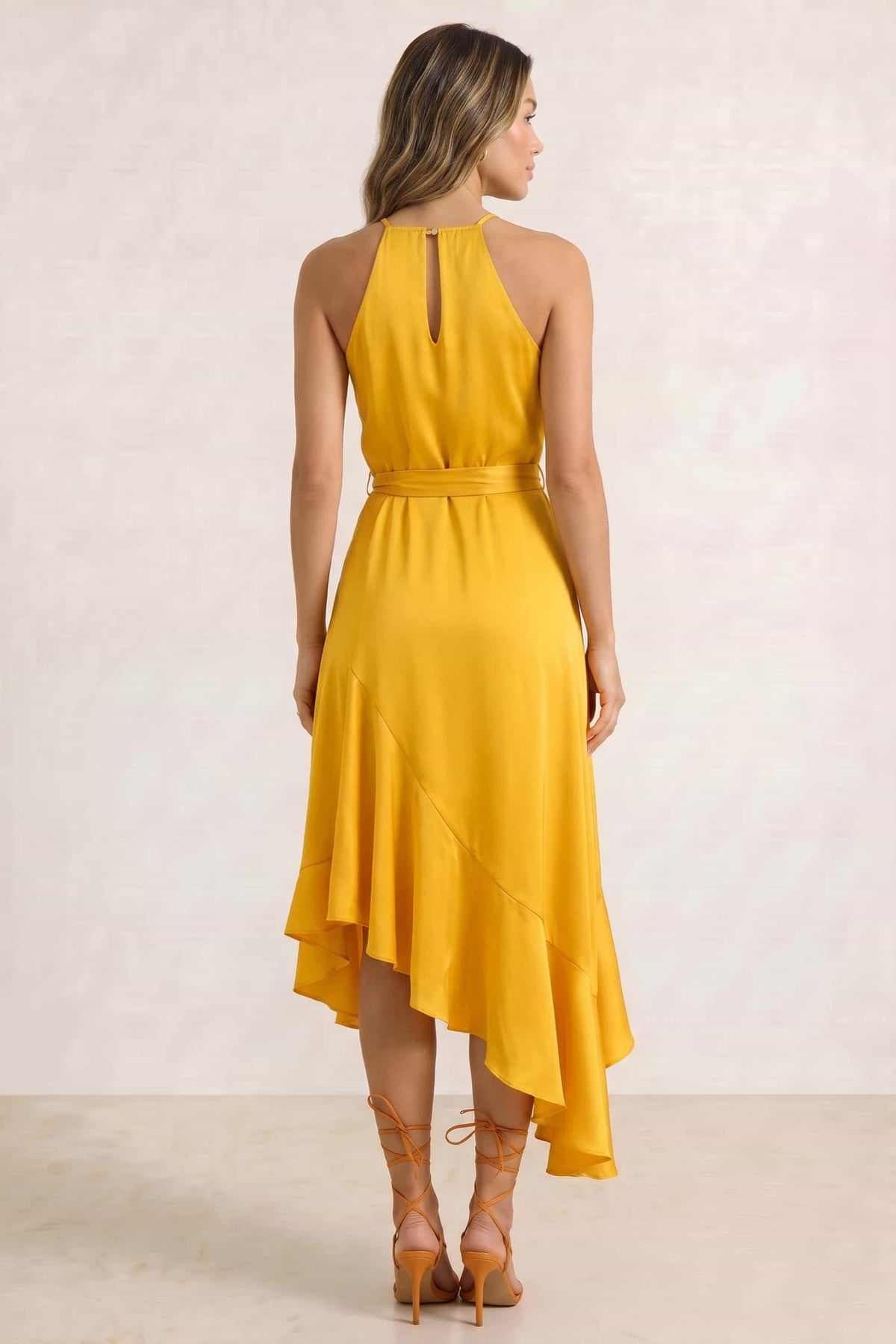 Ariana Halter Frill Dress / Golden Yellow