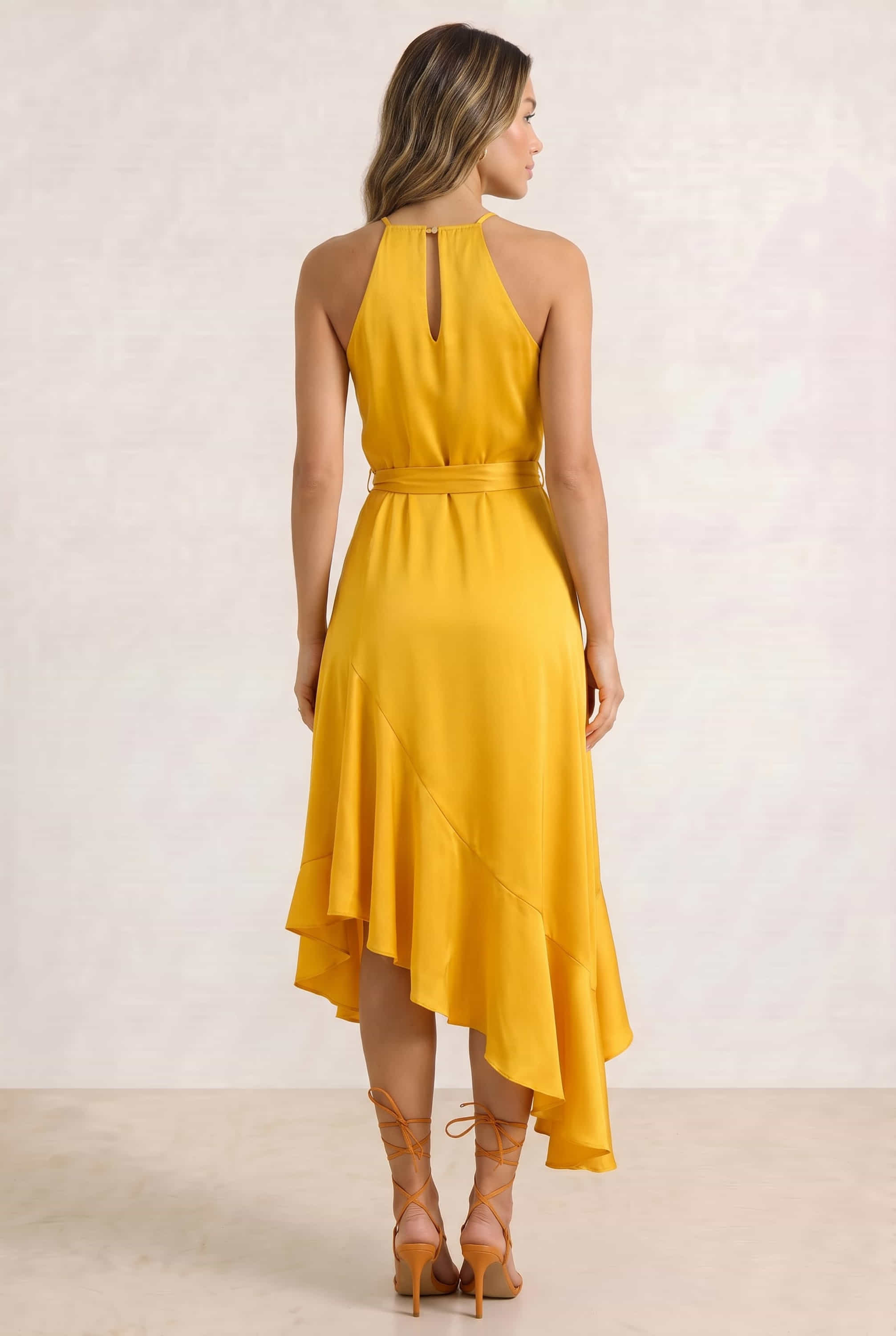 Ariana Halter Frill Dress / Golden Yellow