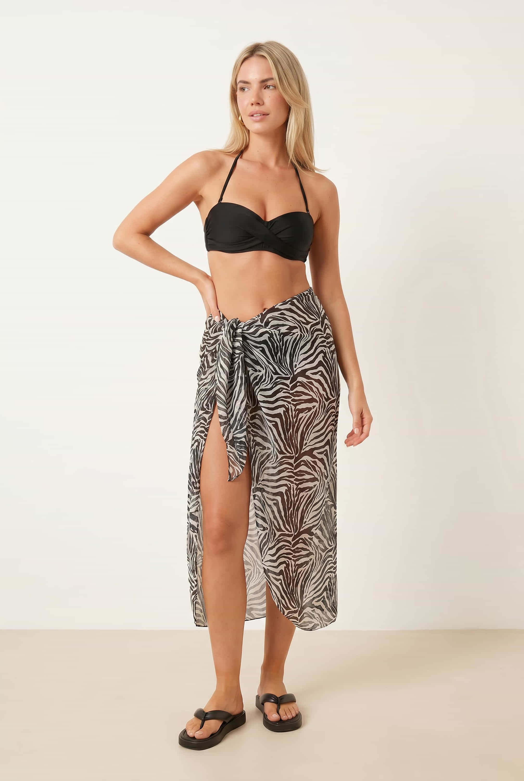 Aurelia Sheer Beach Sarong Zebra