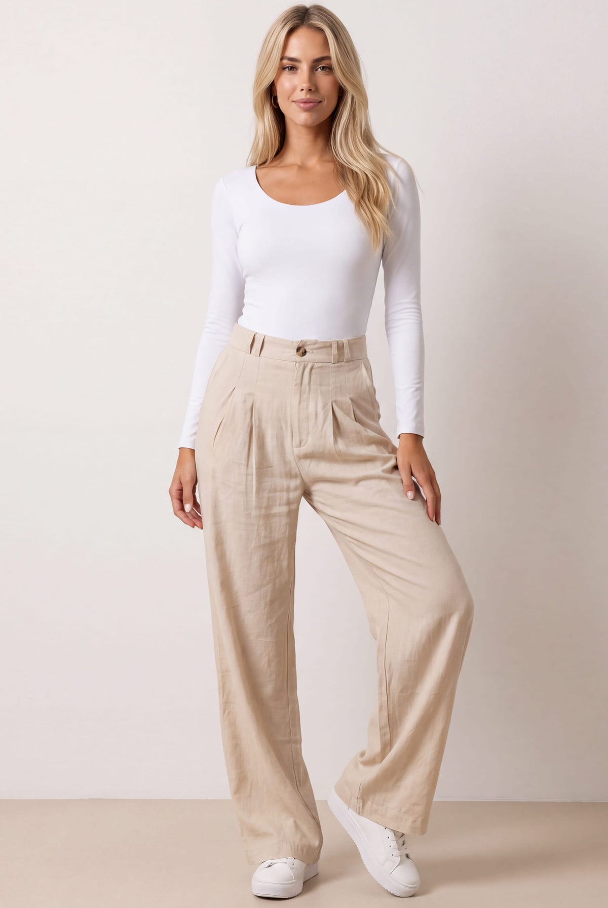 Albi Wide Leg Trouser / Cream