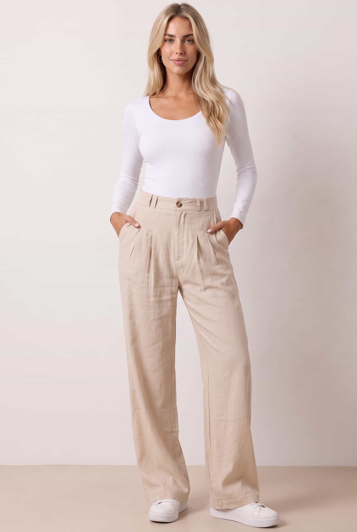 Albi Wide Leg Trouser / Cream