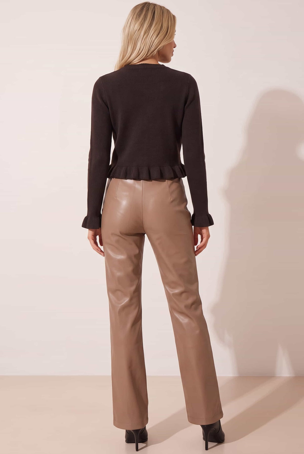 Alyssa PU Flare Trouser / Camel