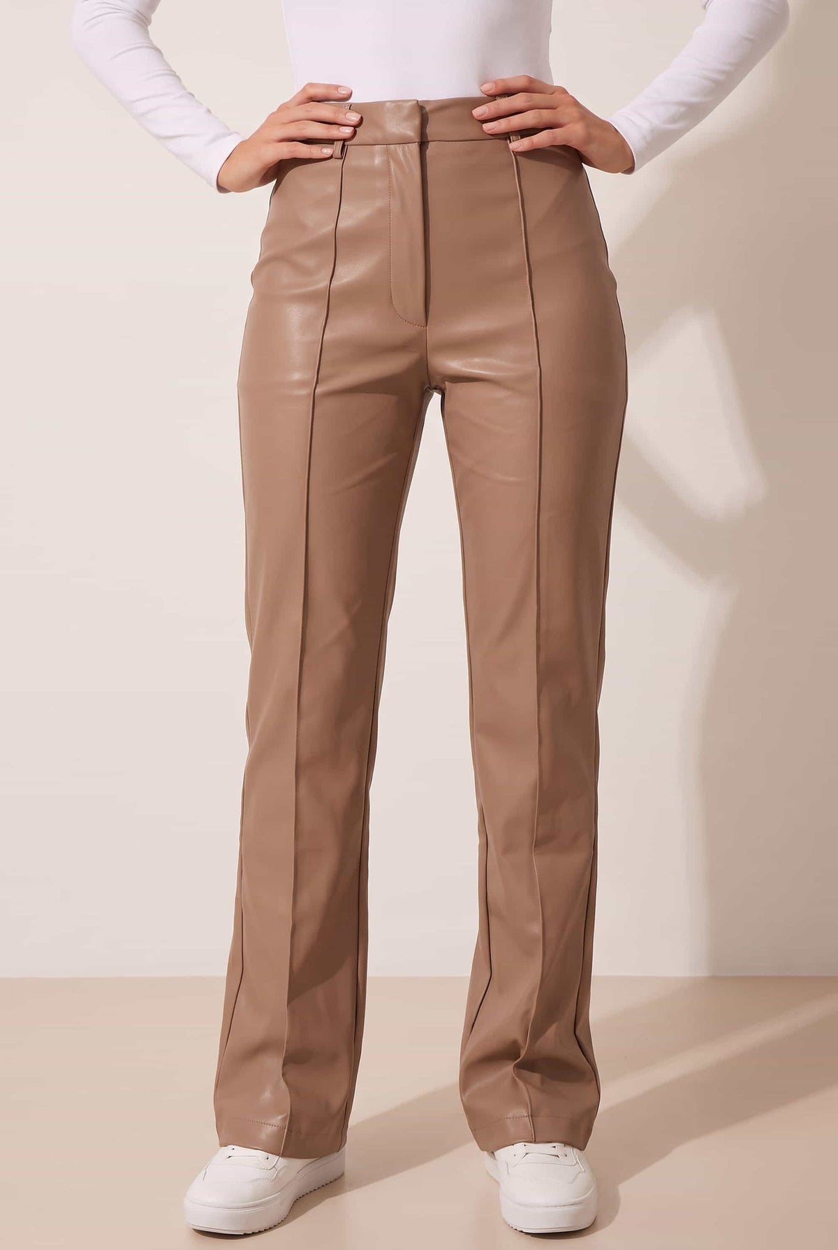 Alyssa PU Flare Trouser / Camel
