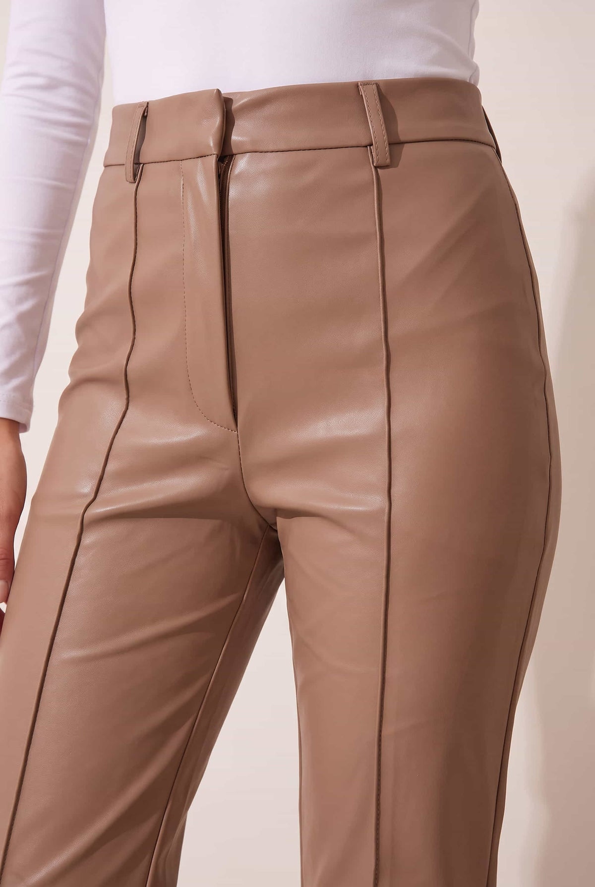 Alyssa PU Flare Trouser / Camel