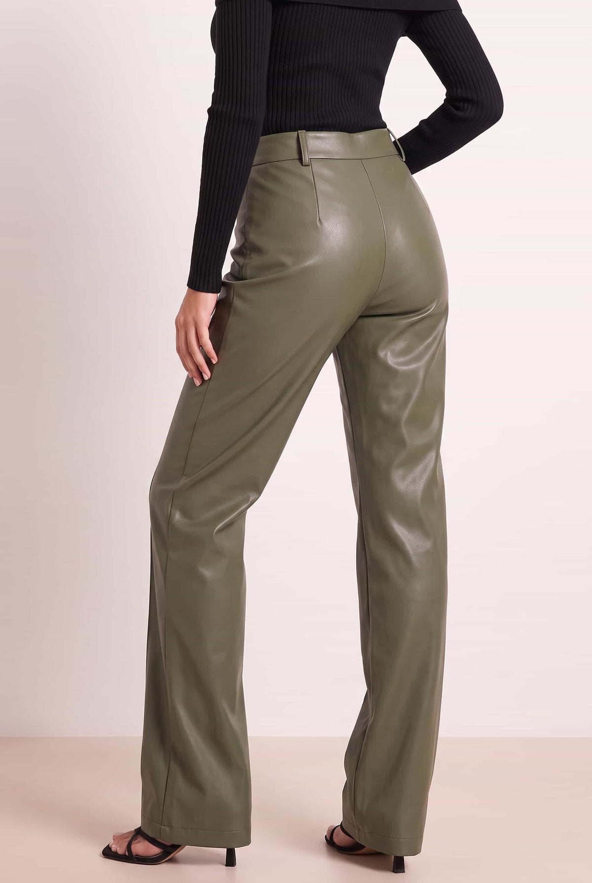 Alyssa PU Flare Trouser / Olive PU