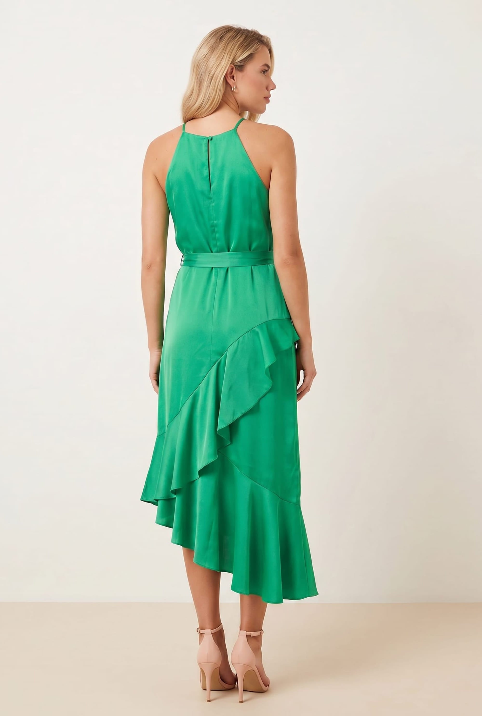 Ariana Halter Frill Dress / Vivid Green