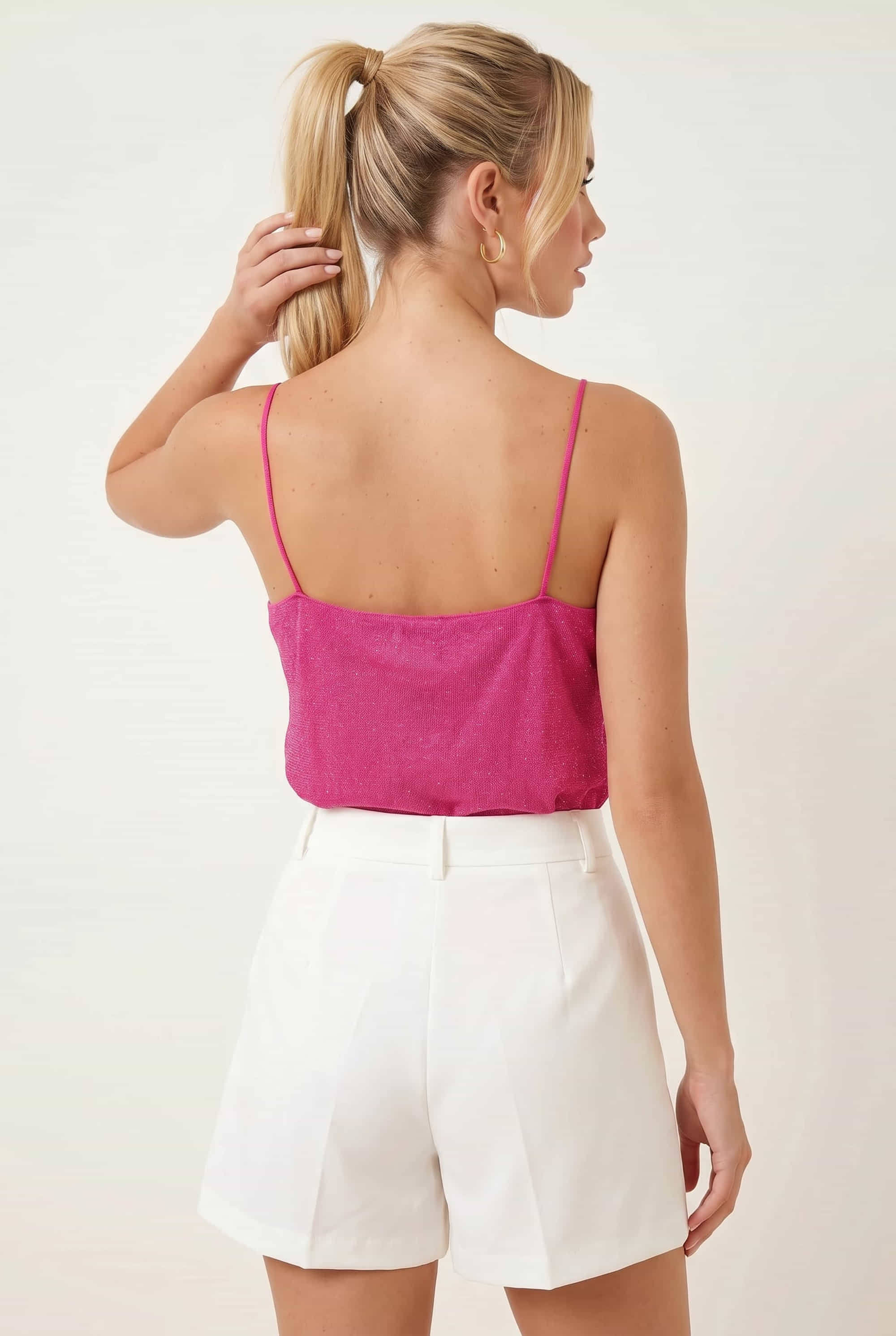 Astra Knitted Hot Fix Cowl Neck Top / Pink