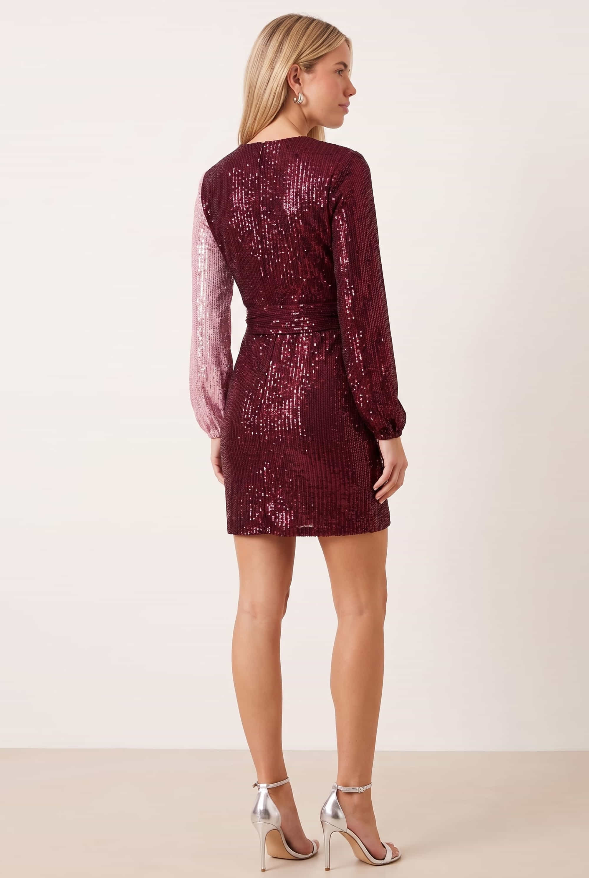 Astrid Wrap Mini Dress / Pink and Mulberry
