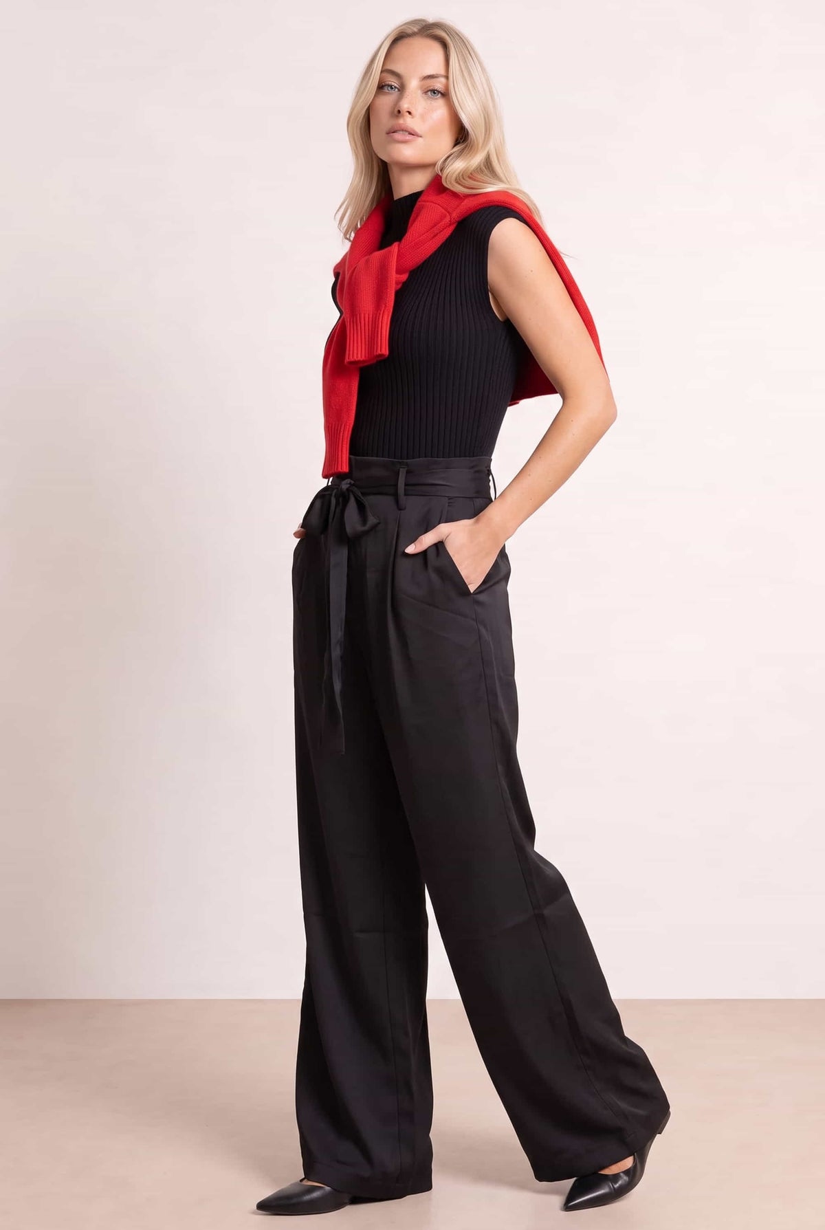 Black Tie Front Trouser