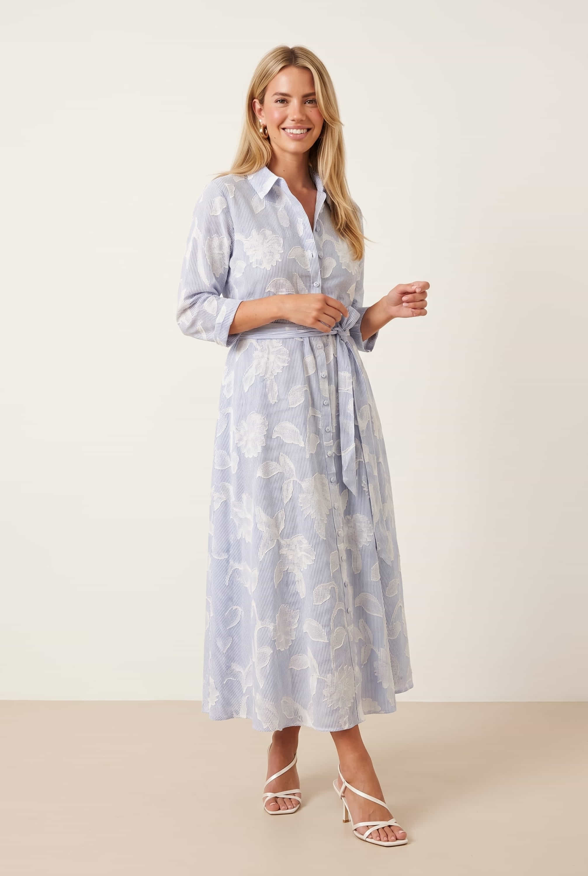 Blue Burnout Shirt Dress