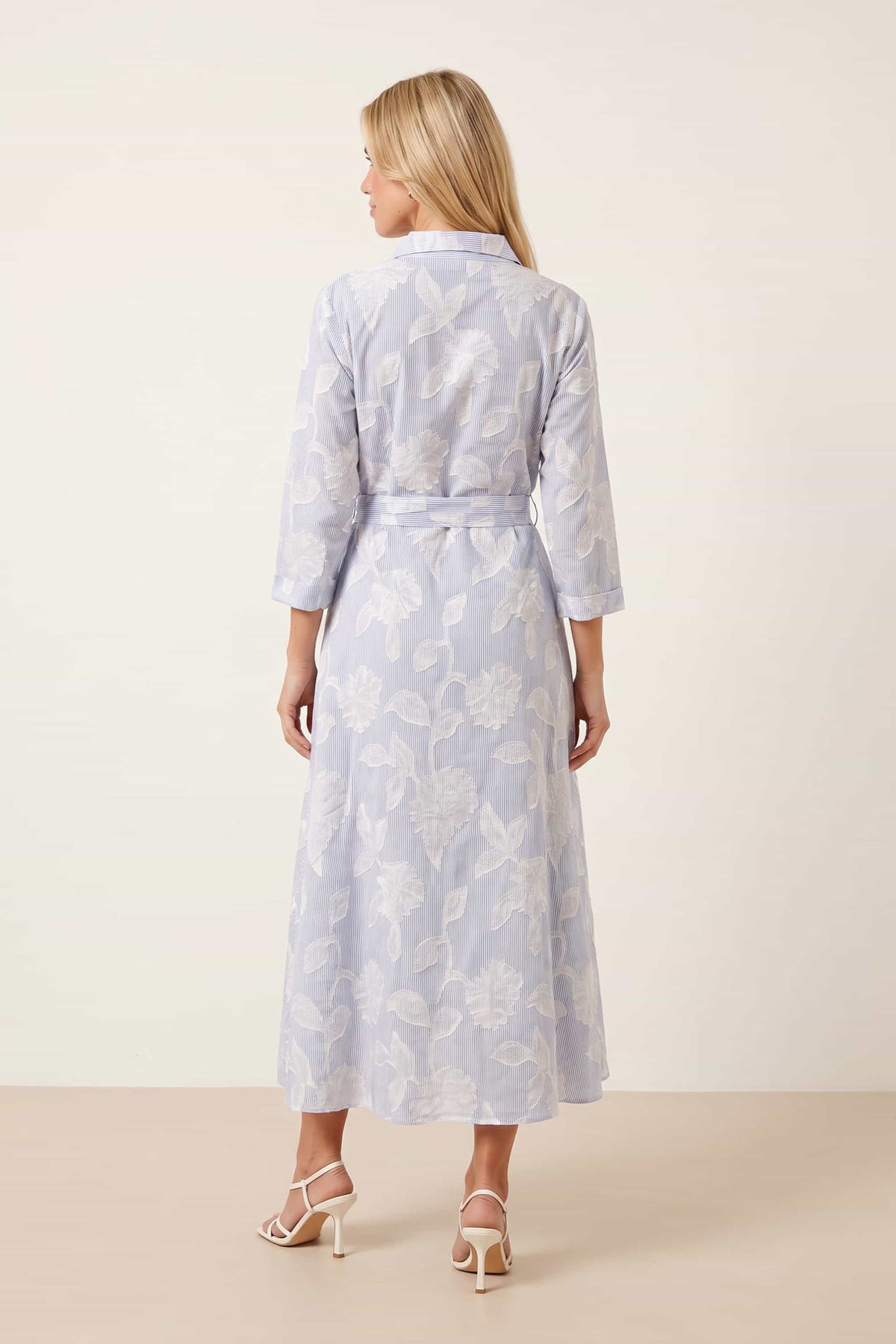 Blue Burnout Shirt Dress