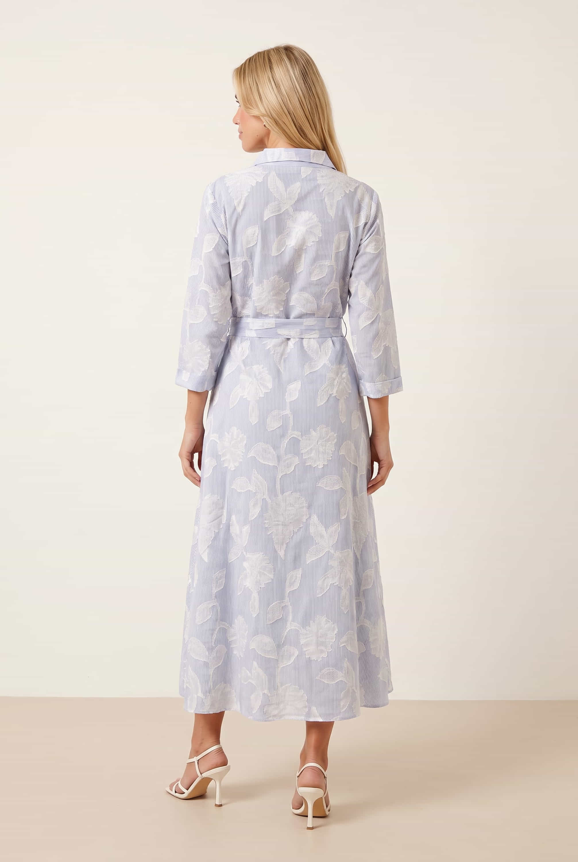Blue Burnout Shirt Dress