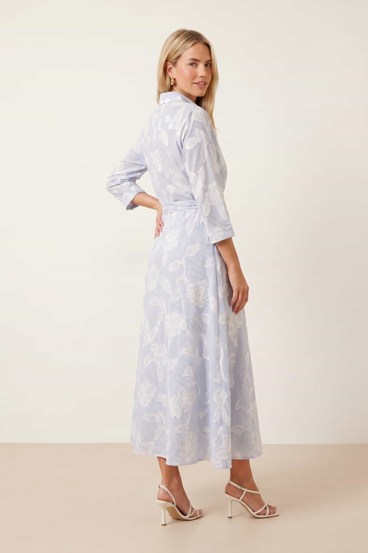 Blue Burnout Shirt Dress