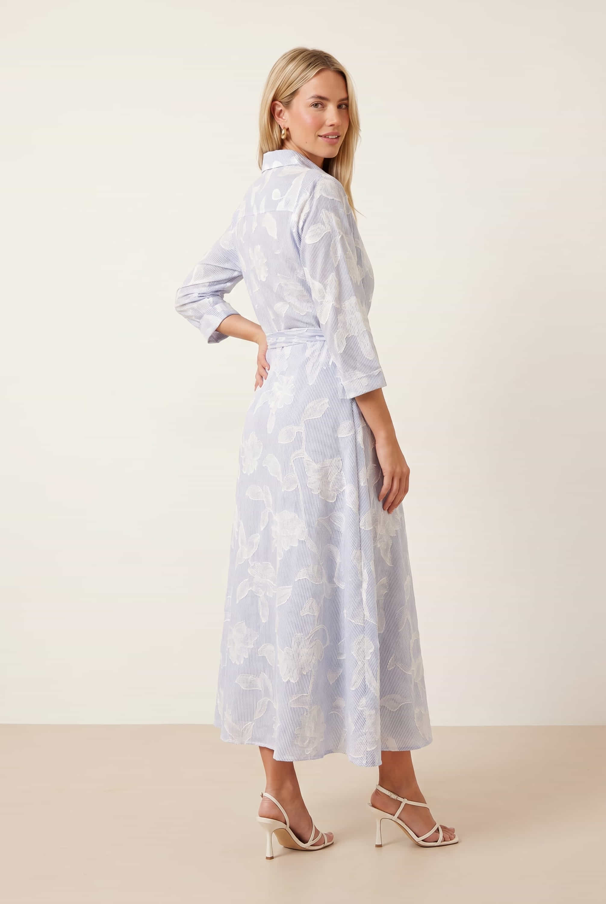 Blue Burnout Shirt Dress