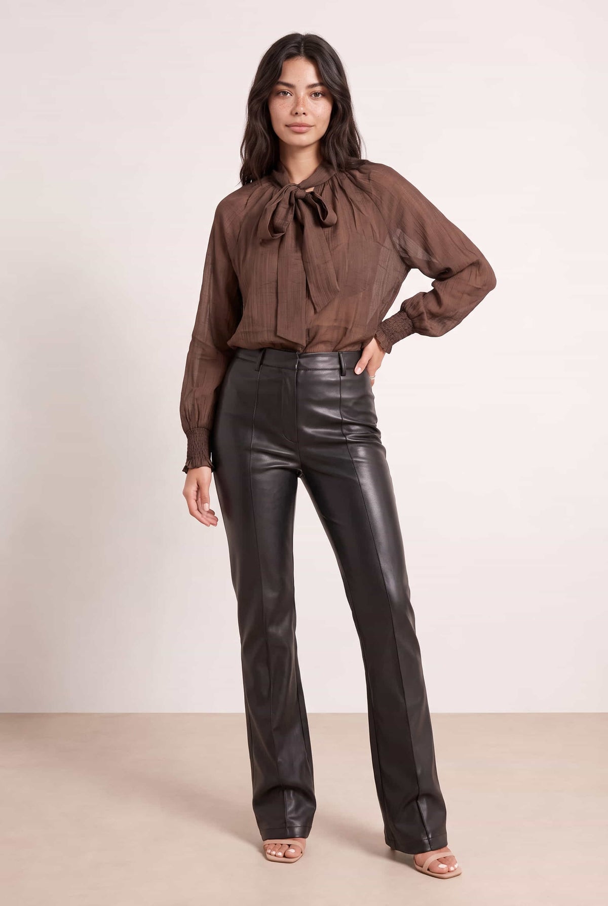 Brown Neck Tie Top