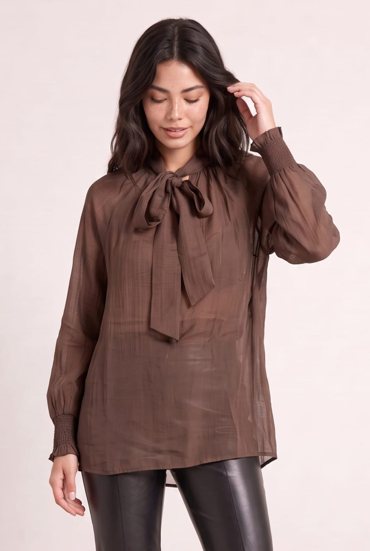 Brown Neck Tie Top