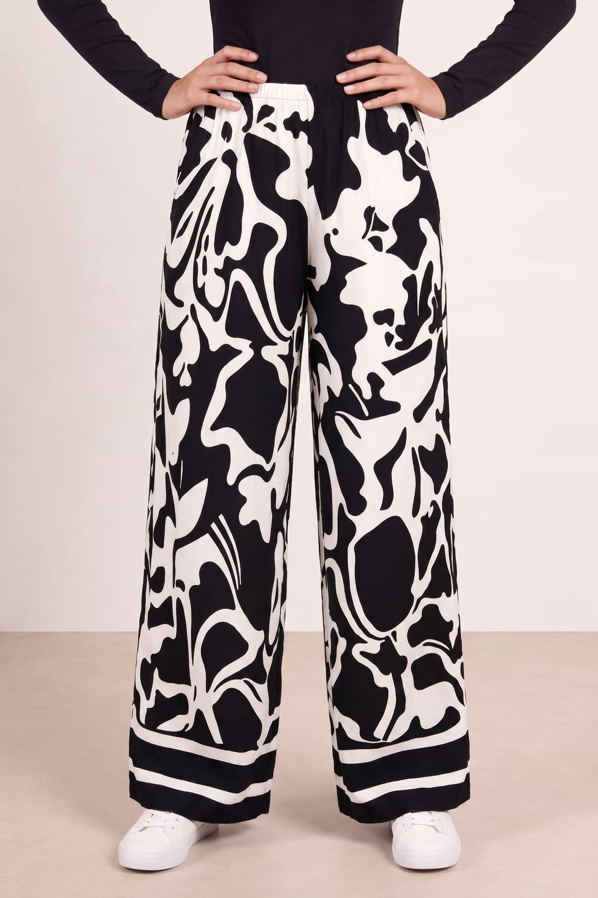 Black Mono Print Trouser