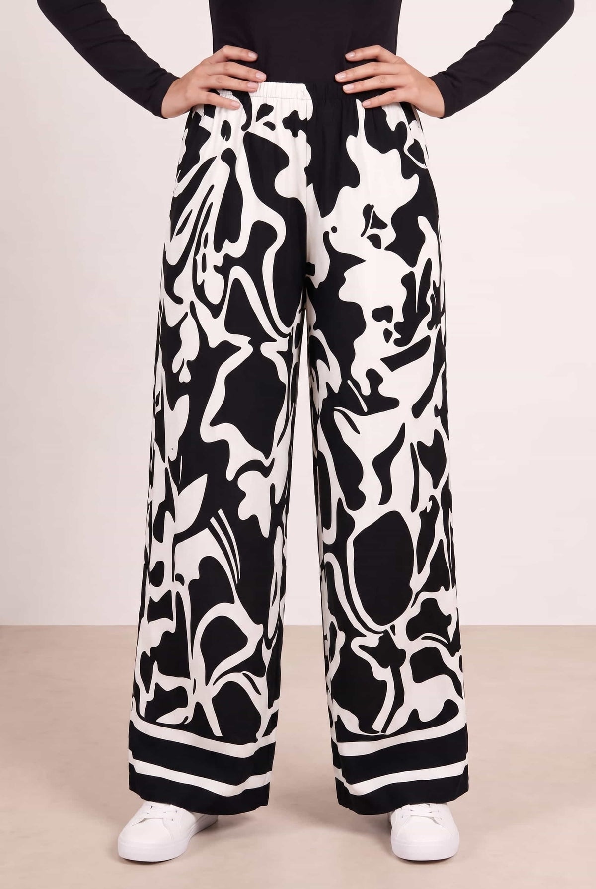 Black Mono Print Trouser