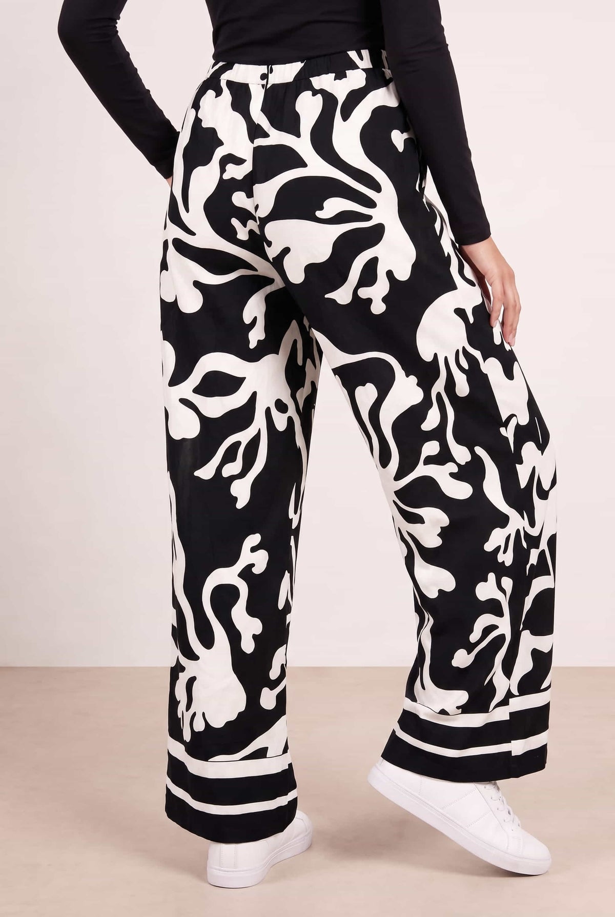Black Mono Print Trouser