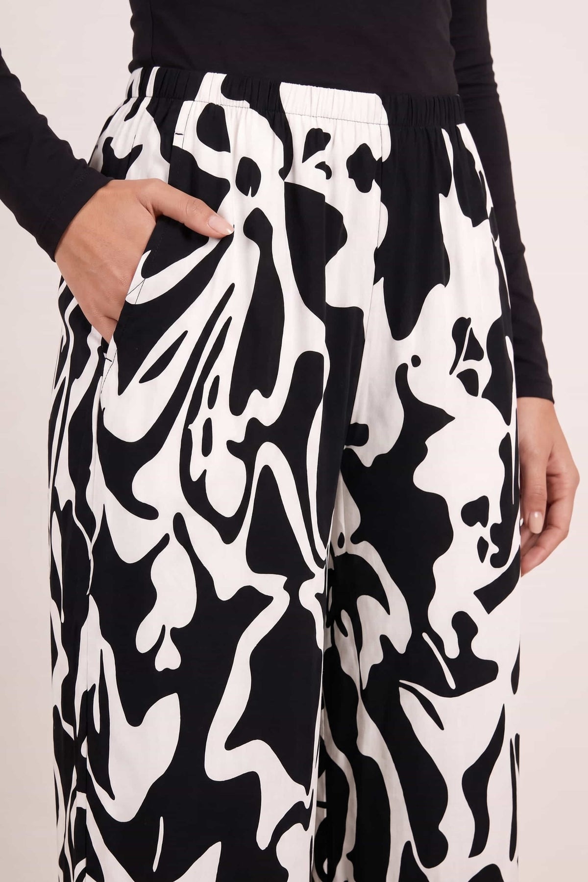 Black Mono Print Trouser
