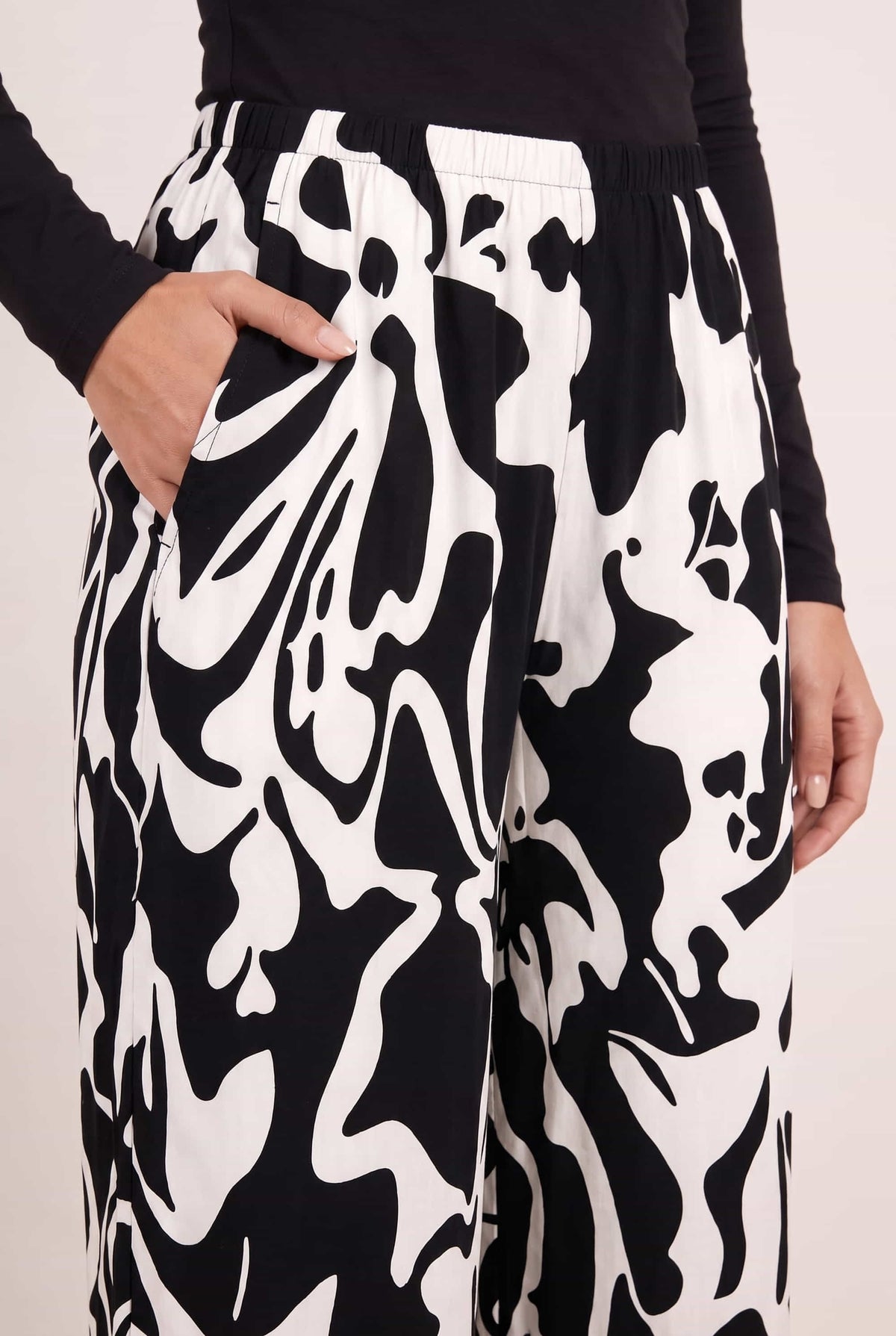 Black Mono Print Trouser